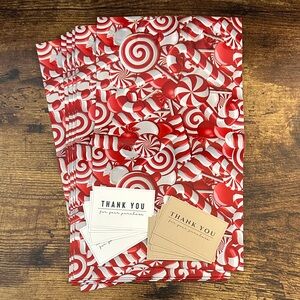 ⭐️ Shipping Materials 📦 Peppermint Twist Polymailers and Mini Thank You Cards